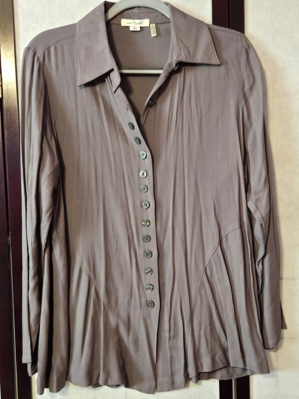 Simply Noelle Mauve Button-Front Long Sleeve Shirt